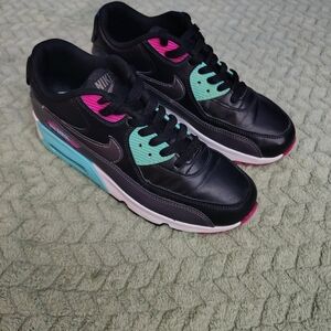 Nike Women's Black Sneakers with Mint and Pink Accents